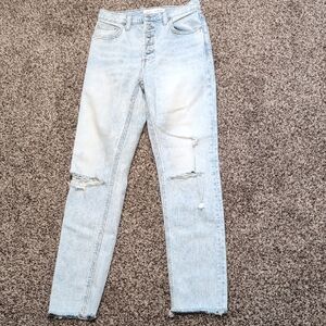 Denim Forum The Yoko High Rise Slim Size 25 Distressed Buttonfly